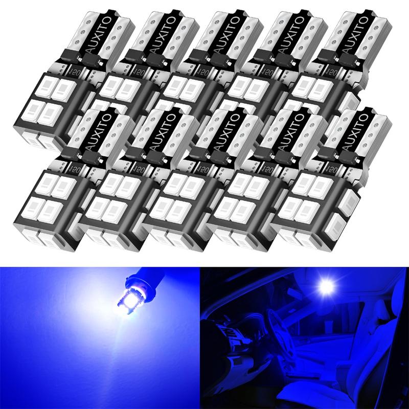 AUXITO 194 LED Bulb 6000K White 168 2825 W5W T10 Wedge 14-SMD Interior Car Bulbs Replacement for Dome Map Door Courtesy Trunk Parking License Plate Lights, 10 PCS