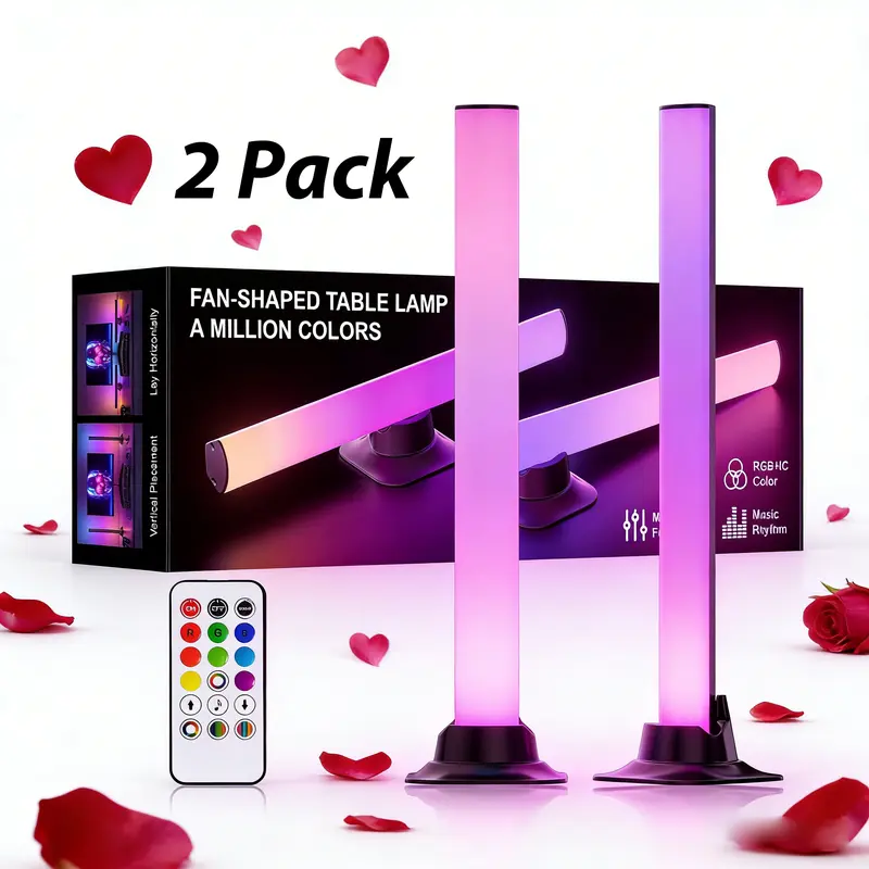 Valentine's Day RGB Smart LED Bar Light, App & Remote Control Ambient Desktop Lamp, USB Powered Music Sync Mood Lighting for Gaming Setup, Bedroom & Romantic Desk Decor