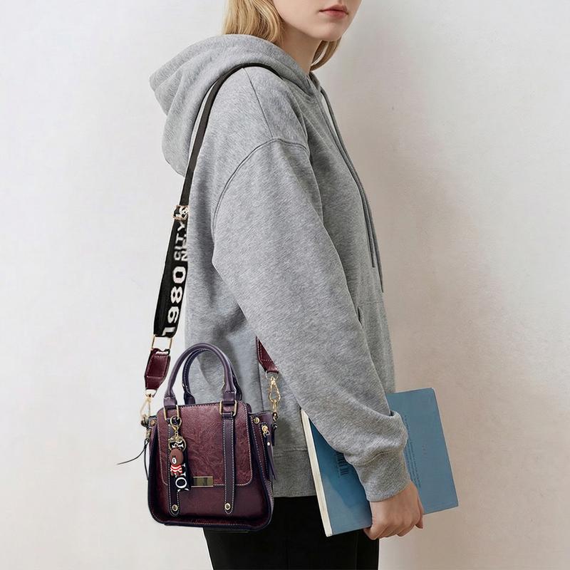 Womens Casual Fashion Shoulder Bag Flap Design Crossbody Bag Double Handle Handbag for Daily Use