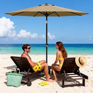 10FT Patio Umbrella Smooth Crank Lift, Push Button Tilt, 8 Sturdy Ribs, UV Protection Waterproof for Pool Deck Yard Garden