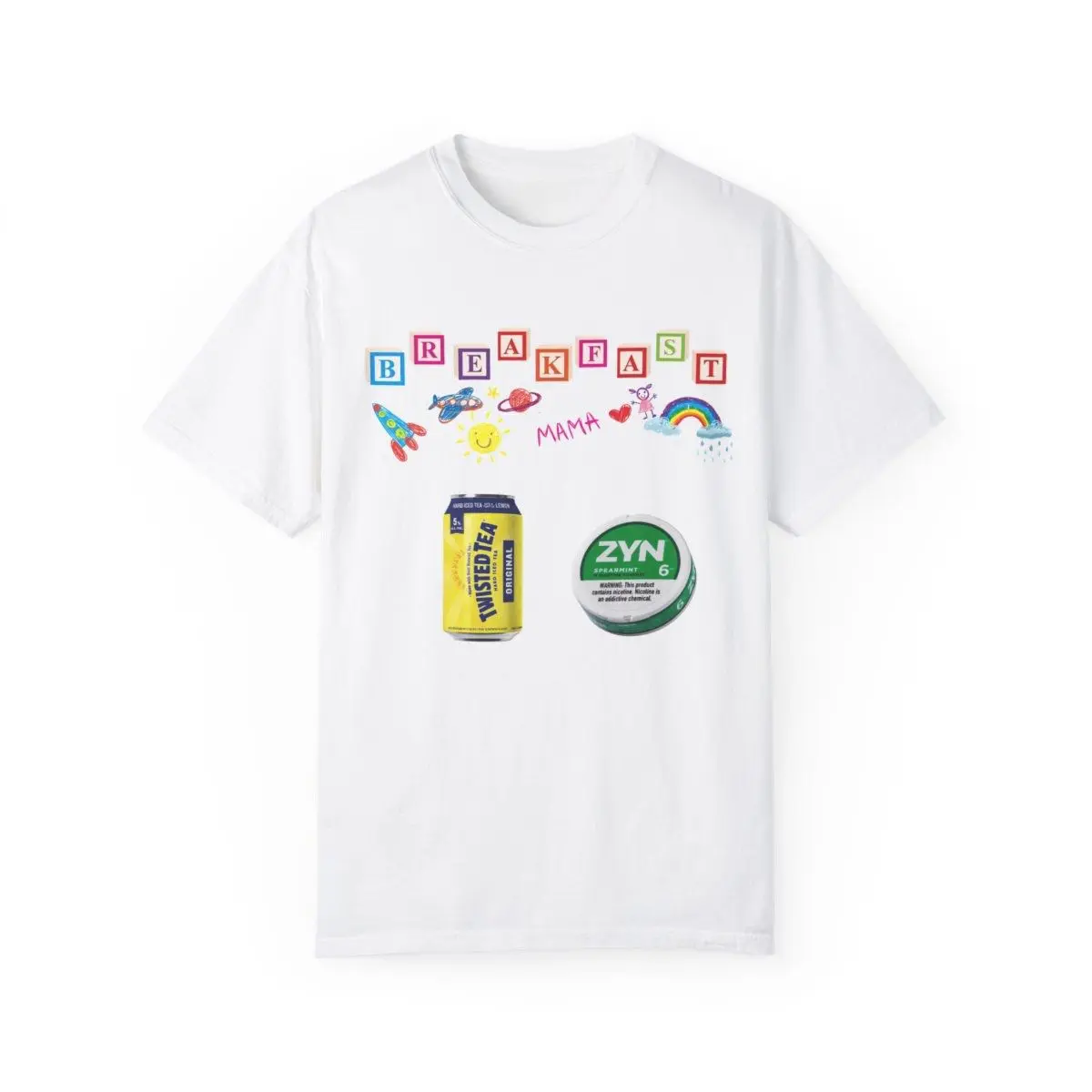 breakfeast shirt, funny tea and zyn graphic vintage oversized sleeve casual trend shirt, gift for Men, Gift for Women All size
