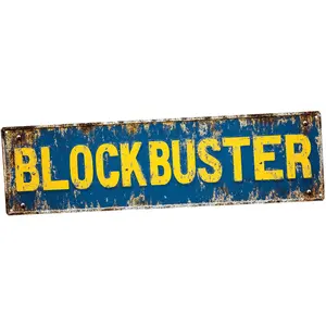 Vintage Aluminium Sign - Blockbuster Retro 90s Home Decor for Movie Lovers