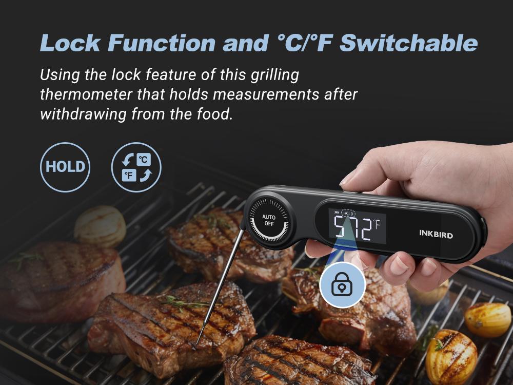INKBIRD IHT-21K Portable nstant Read Washable Meat Thermometer, IP65 Waterproof, 0.5 Sec Fast Reading, Super Accurate Detection, Handy Food Thermometer for Indoor Outdoor Cooking, BBQ, Baking, Deep Frying, Home Brewing Kitchen