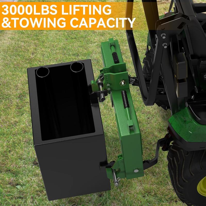YITAMOTOR 3 Point Quick Hitch Attachment for Category 1 Tractors, 3000LBS Heavy Duty 3 Pt Tractor Hitch with 2" Receiver, Adjustable 5 Level Bolt for Farm & Ranch Equipment