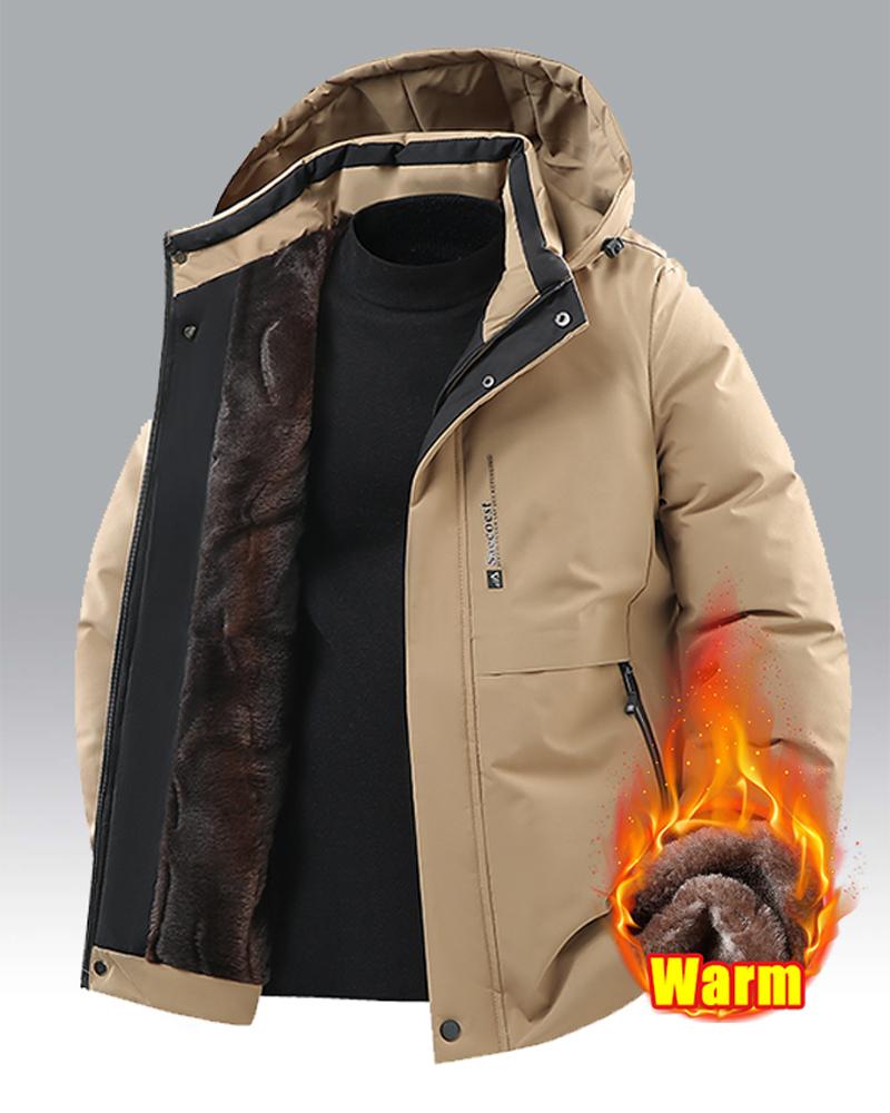 Men's Winter Windproof Waterproof Cotton Padded Parka – Thick Warm Coat; Features a Drawstring Hood and Full Zip Closure; Perfect for Everyday Commutes & Outdoor Hikes; Makes a Great Gift for Boyfriends or Husbands