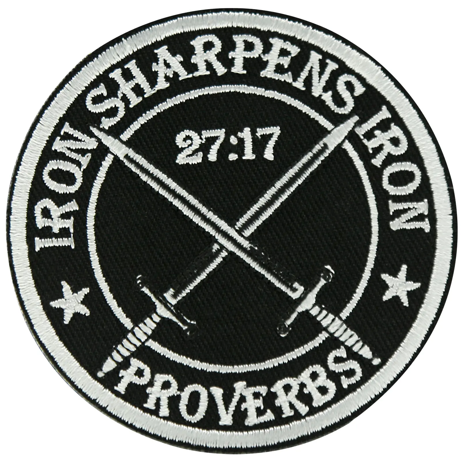 1 Count Iron Sharpens Iron Patch, Proverbs 27:17 Bible Patches, Hook and Loop Appliques, Embroidery Craft for Backpacks Hats Jeans Bag, Embroidered DIY Decoration Accessories