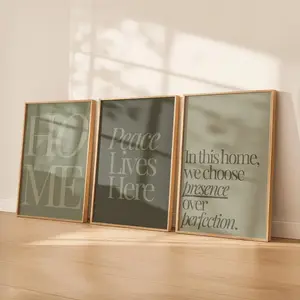 Sage Green Wall Art Set of 3 | Minimalist Typography Prints | Neutral Quote Decor | Calm Modern Printable Home Set