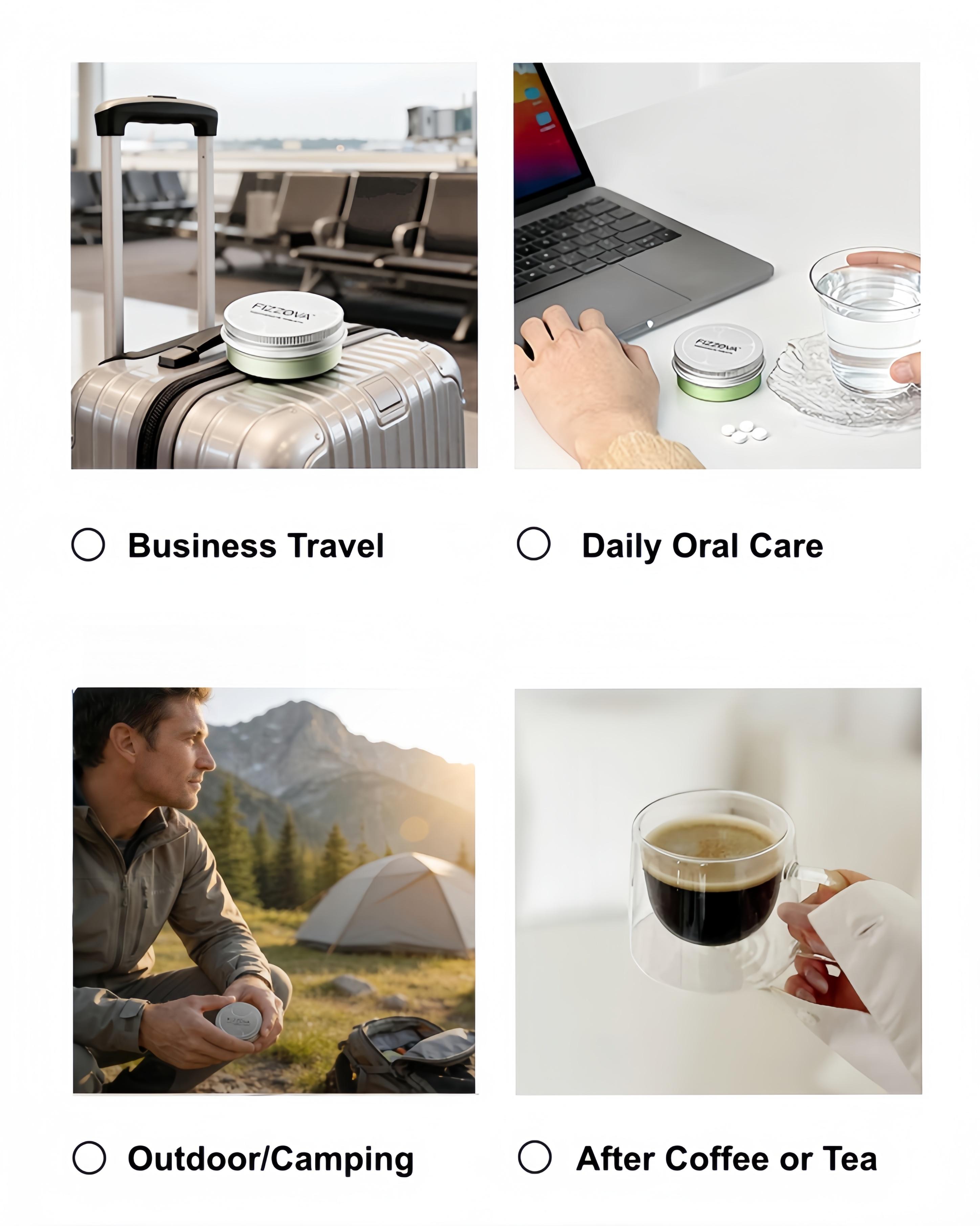 FIZZOVA Toothpaste Tablets with Hydroxyapatite & Probiotics - Natural Whitening Travel Toothpaste Chews, gentle oral care tabs,mouthwash tablets,long-lasting breath freshening,adult