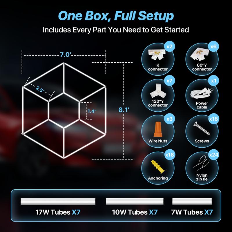 HYPERLITE Hexagon Light Honeycomb Light LED Ceiling Light, 130–204W 13,000–20,400LM 6500K Bright White, Car Detailing Garages, Garage Light, Workshops, Basements, Gyms, Studios, Barber Shops, Game Rooms, LED Wall Decorative Lighting,Jumpstart newyear HYPERLITE Hexagon Light Honeycomb Light LED Ceiling Light, 130–204W 13,000–20,400LM 6500K Bright White, Car Detailing Garages, Garage Light, Workshops, Basements, Gyms, Studios, Barber Shops, Game Rooms, LED Wall Decorative Lighting,Jumpstart newyear