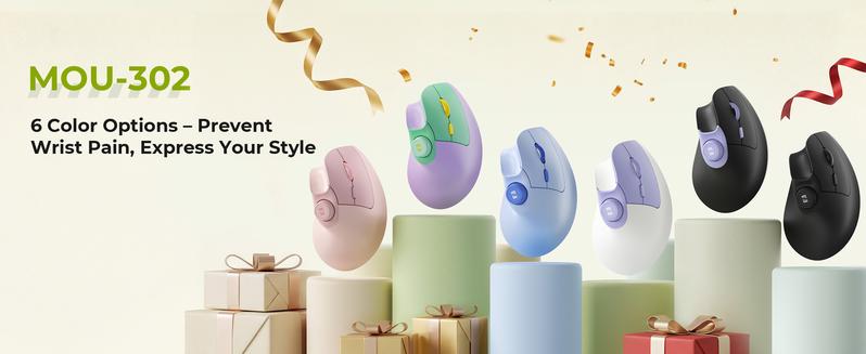 Seenda Ergonomic Mouse Rechargeable, USB+Dual Bluetooth, MOU-302 Vertical Wireless Mouse with Volume Knob, Quiet Clicks, Multi-Device Cordless Mice Compatible for Windows, PC Accessories , Laptop, Mac OS for Work