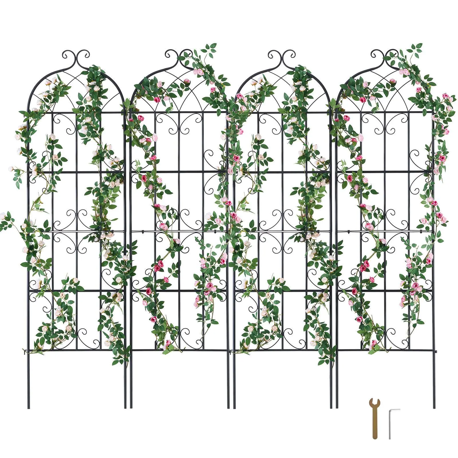 【SummerFinds】VEVOR Garden Trellis for Climbing Plants,  , 71 x 20 in, 4 Packs Rustproof Metal Garden Flower Trellis, Outdoor Climbing Rose Trellis Cucumbers Support, Decorative Clematis Trellis for Courtyards Lawns