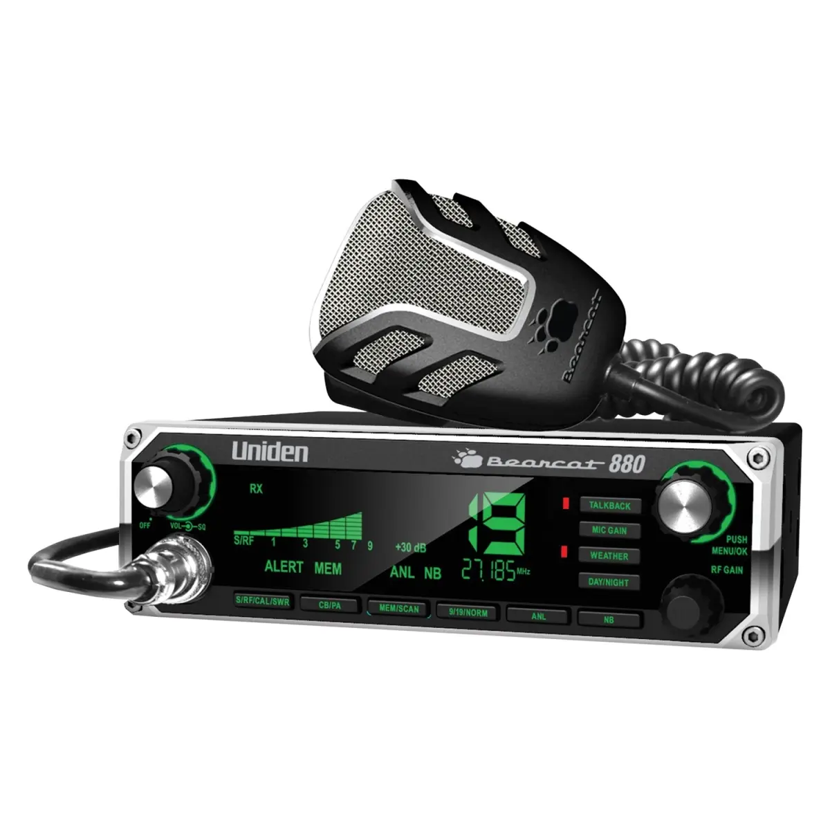 Uniden BEARCAT 880FM 40-Channels CB Radio with 7" Color LCD Screen, Wireless Capability, Extra-Long Cord, Dynamic Squelch Control, Mic Gain Hi/Lo Button, Noise Canceling Microphone