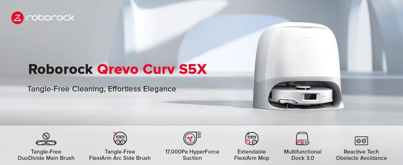 Roborock Qrevo Curv S5X Robot Vacuum and Mop, 17000Pa Suction, Zero-Tangling Design, FlexiArm Side Brush, Smart Obstacle Avoidance, Self-Washing & Drying & Emptying for Carpet, Pet Hair, Hard Floor #TikTokShopBlackFriday #TikTokShopCyberMonday