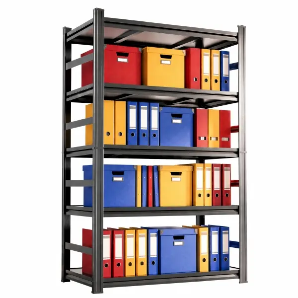 Black 5-Tier Heavy Duty Metal File Organizer Rack with Adjustable Shelves, Anti-Tilt Design Document Storage Shelf for Letter/Legal/A4 Files, Ideal for Home Office, Classroom & Workspace Desktop Filing & Paper Organization