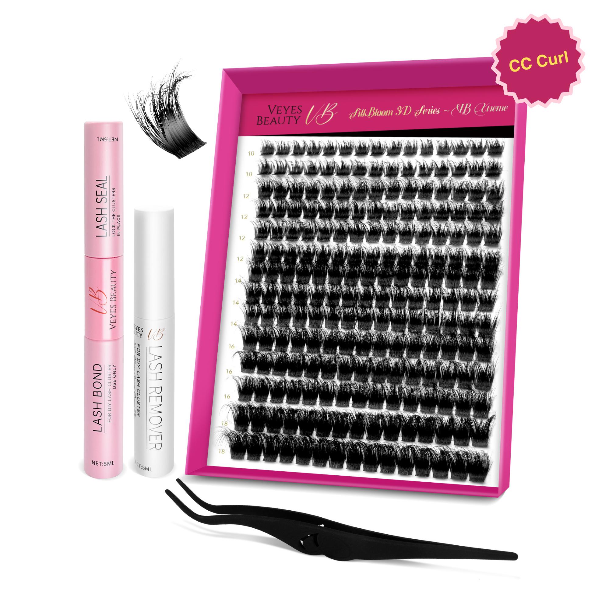 VEYESBEAUTY VB-Xtreme Cluster Lashes 3D DIY Mixed Length Individual Eyelashes Soft Durable Matte Black Fluffy for Makeup Cosmetic Eyelashes Extensions