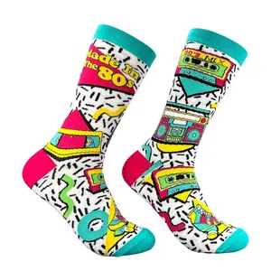 Men's Vintage Made In The 80s Socks Funny Sarcastic Retro Graphic Novelty Footwear For Men Funny Graphic Socks Comfortable Fitted Spandex Cotton
