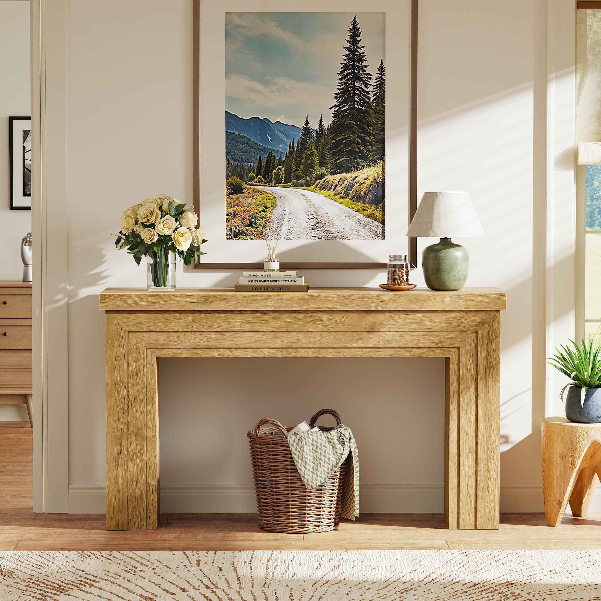 Huuger 54 Inch Entryway Table, Retangular Console Table with Storage, Farmhouse Sofa Table Behind The Couch, Long for Entrance, Hallway, Foyer, Living Room Huuger 54 Inch Entryway Table, Retangular Console Table with Storage, Farmhouse Sofa Table Behind The Couch, Long for Entrance, Hallway, Foyer, Living Room