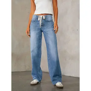 Women's High Elastic Comfort Straight Leg Jeans, Casual Plain Denim Jeans, Stretchy and Comfortable, Perfect for Daily Wear