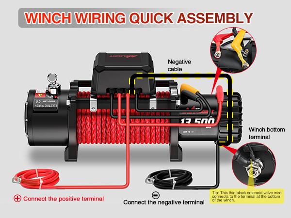 Nilight 12V Electric Winch 13000lbs ATV Trailer Winches with Synthetic Rope Fairlead Wired Handle & Infrared Remote Waterproof Winch for Truck Offroad