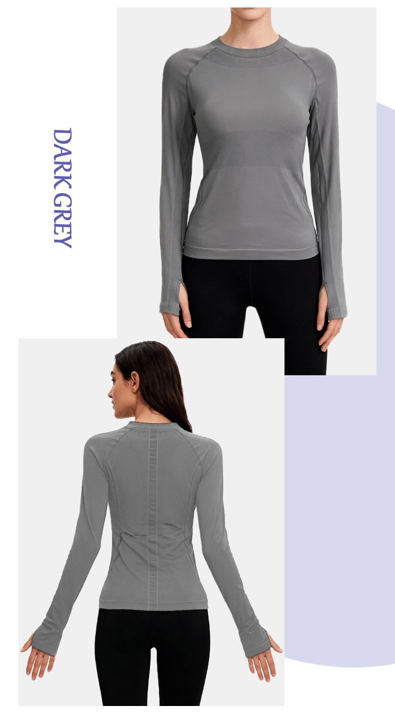 SUNVADUN 73D Seamless Long-sleeved Women's Yoga Top with Thumb Holes High-end Form-fitting for Professional Running Fitness Spring Autumn  Available Gym Sweatwear Gym Workout Shirt Everyday Activewear Athletic Techwear