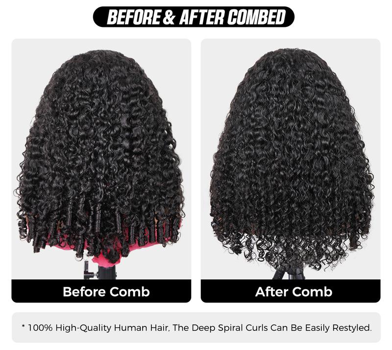 [FLASH SALE] OQ HAIR Burmese Curly Wear Go Half Wig Seamless Water Wave Flip Over Wig 3 IN 1 Wear Go Glueless Human Hair Wigs With Drawstring Invisible Hairline for Beginner Friendly Vacation Hair Wigs dealsforyoudays
