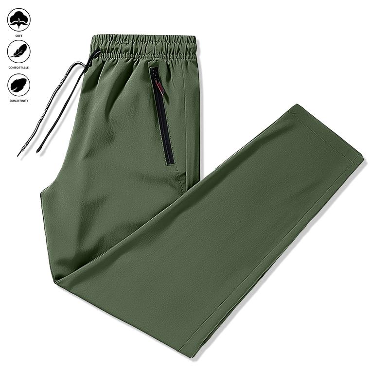 1 Lightweight Men's Joggers with Zippered Pockets and Adjustable Waistband - Full-Season Gym Training Casual Pants, Regular Fit Solid Color, Suitable for Sports, Outdoor, and Casual Wear, Exercise Leggings, Sporty Casual Wear, Trendy Sports Wear, Durable