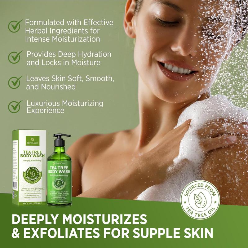 Roycederm Antifungal Body Wash & Soap, Antibacterial, Tinea Versicolor, Tea Tree Body Wash, Back Acne, Folliculitis, For Jock Itch, Athletes Foot, Body Odor, Ringworm