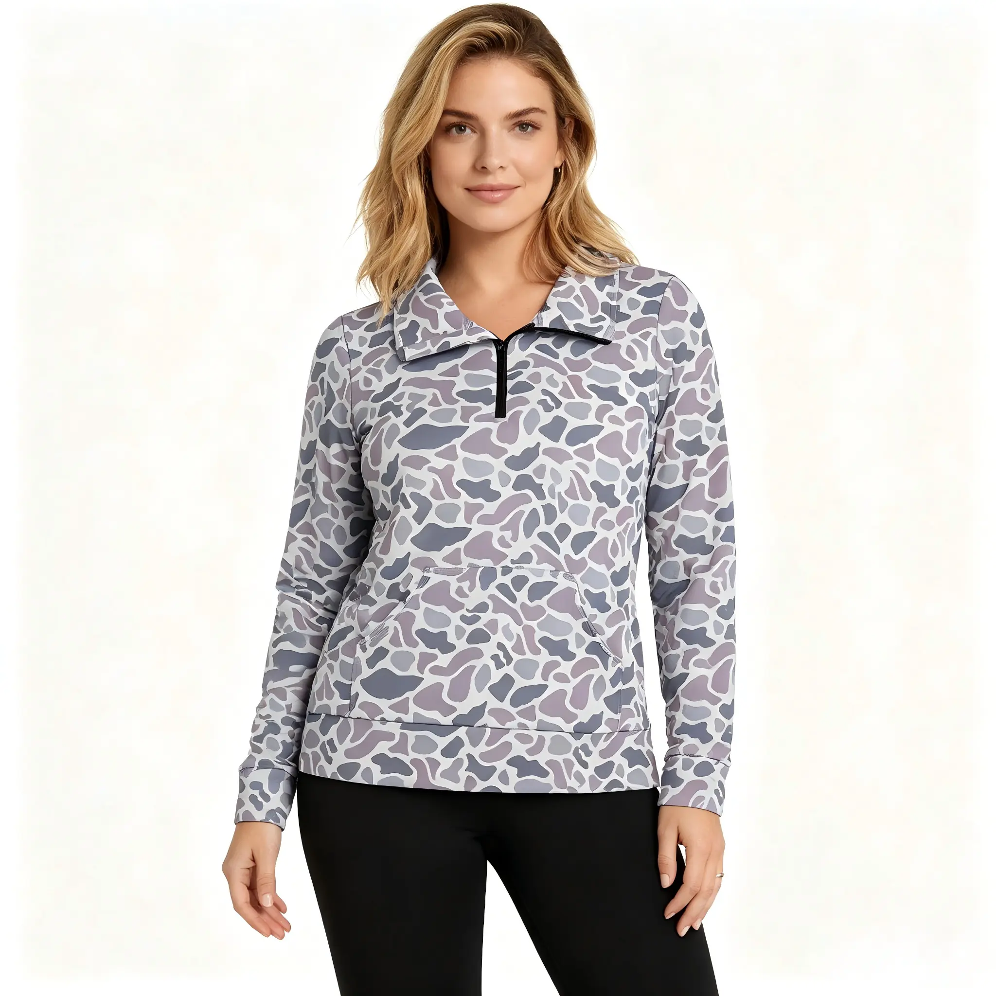 Adult women camouflage hunting season long sleeve pullover top