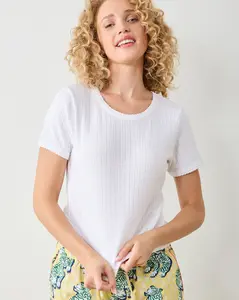 Pointelle Short Sleeve Tee - Cloud