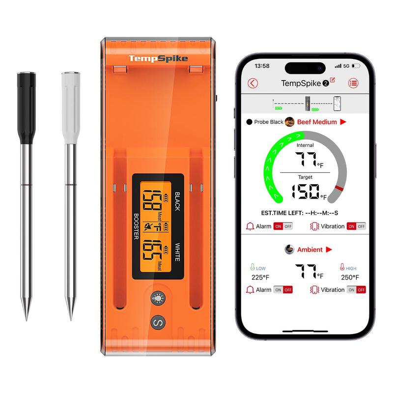 TempSpike Portable Digital Meat Thermometer Bluetooth, App Control, Wireless, Steel Probe for Cooking, Grill, Smoker, Oven, BBQ TempSpike Portable Digital Meat Thermometer Bluetooth, App Control, Wireless, Steel Probe for Cooking, Grill, Smoker, Oven, BBQ