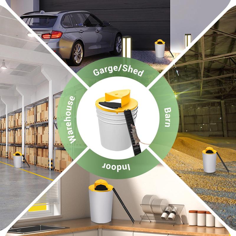 Bucket Mouse Traps Flip Lid 5 Gallon Auto Reset Reusable Humane Mice Rat Traps for Indoor Outdoor 3 Pack Pet Friendly Easy To Use Multi-Scene Application