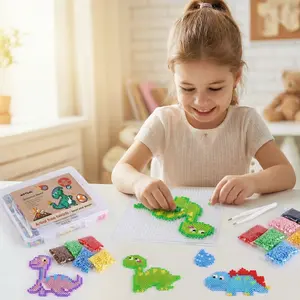 Beadora Dinosaur Kit Suitable for beginners, made of mosaic material, it can promote hands-on operation and brain stimulation activities. A children's educational gift. hama beads