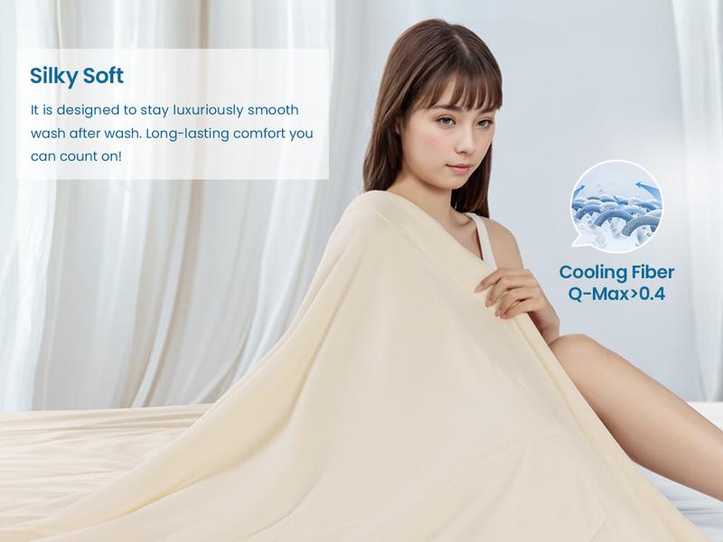 Shilucheng Cooling Comforter,Arc-Chill Comforter - Q-Max>0.4 Cooling Tech,All-Season Snow Ivory Blanket for Hot Sleepers,Breathable Lightweight Blanket King Size