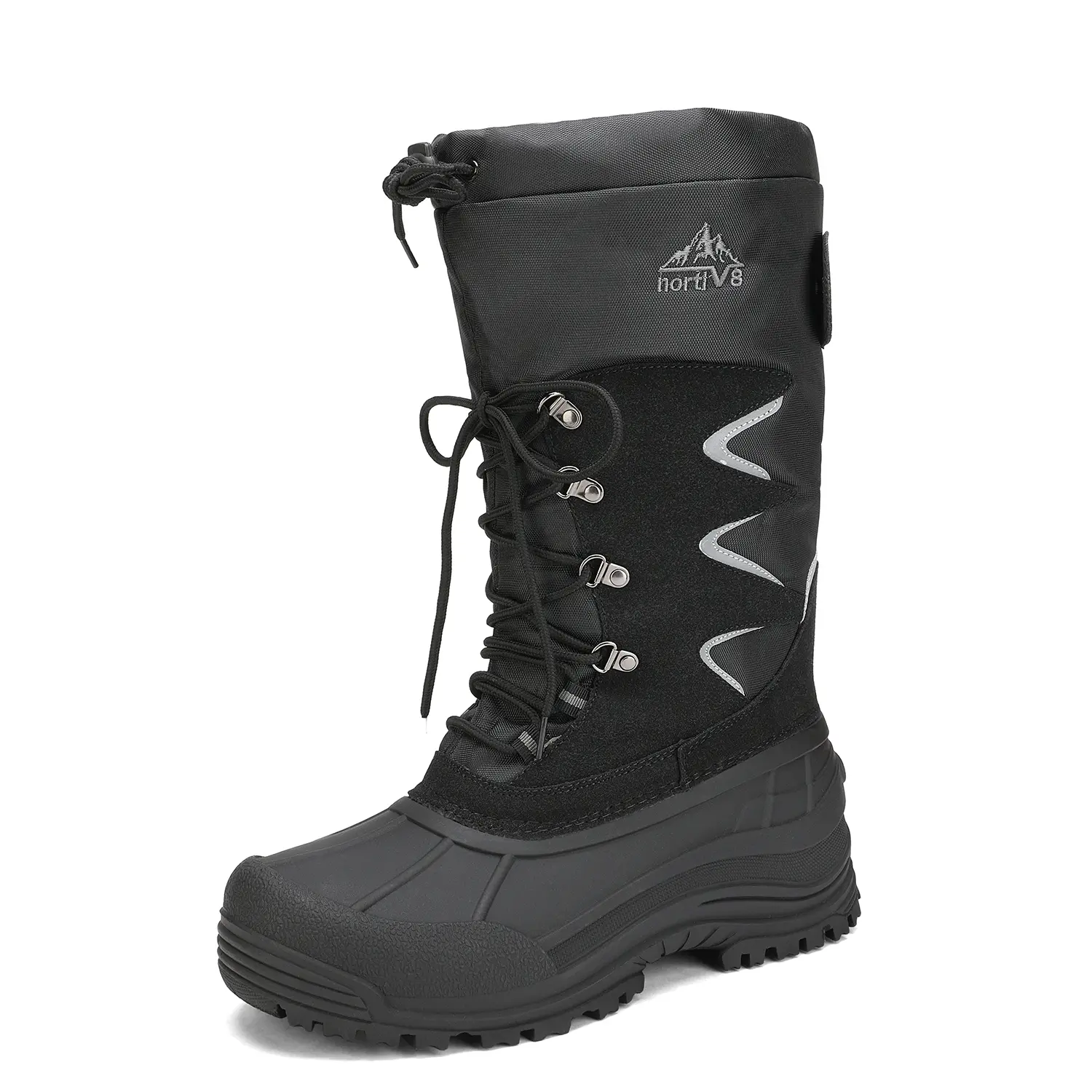 NORTIV 8 Men's Closed-Design Fur-Lined Winter Snow Boots - Round Toe, Lace-Up, Waterproof, Thermoplastic Elastomers Sole, Removable Faux Fur Insole, Soft Cotton Fabric, Ankle Strap, Cuban-Inspired Warm Footwear for Active Outdoor Use, Laces