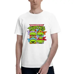 TEENAGE MUTANT NINJA TURTLES | SHEIN Men Black Casual Graphic & English Letter Print Cartoon T-Shirt, Comfortable Summer