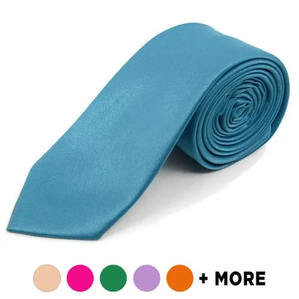 Umo Lorenzo Poly Satin Solid 2.75" Slim Necktie, Elegant Formal Neckties for Men's Business, Wedding Events, The Necktie