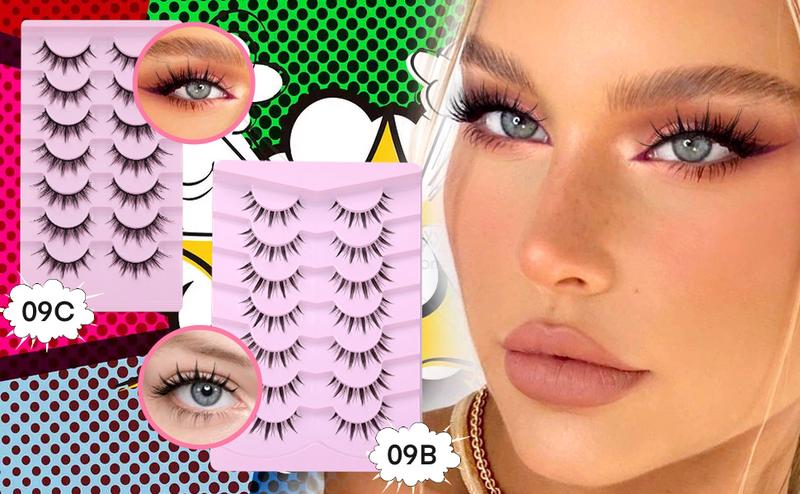 Manga Lashes Natural Look False Eyelashes Anime Lashes Mink Wispy Fluffy Spiky 3D Volume Eyelashes Pack Korean Japanese Asian Cosplay Fake Eyelashes Look Like Individual Cluster 7 Pairs by Makeup Cosmetic