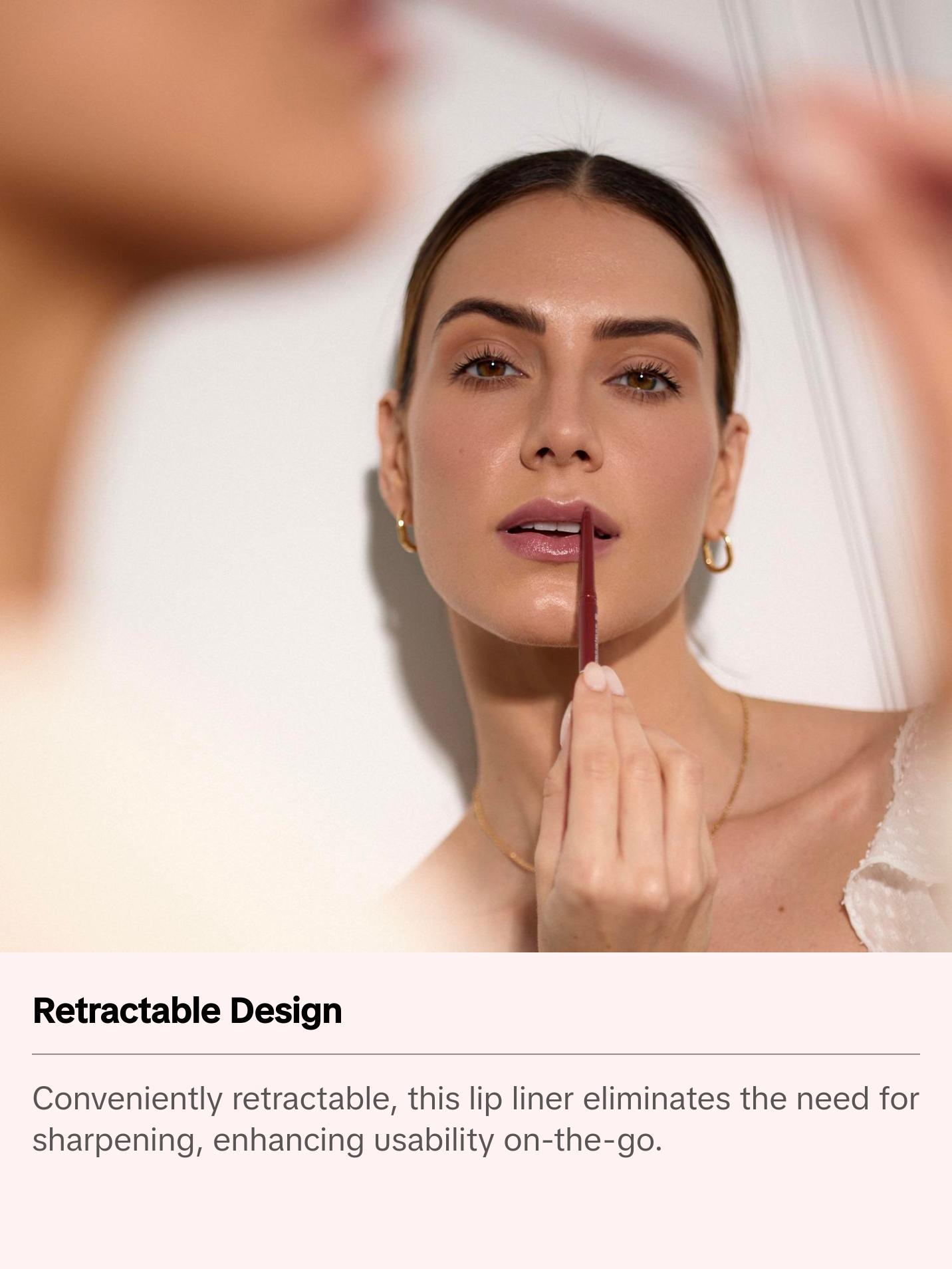 Palladio Retractable Waterproof Lip Liner High Pigmented and Creamy Color Slim Twist Up Smudge Proof Formula with Long Lasting All Day Wear No Sharpener Required