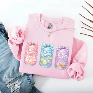Bunny Easter Soda Sweatshirt, Retro Soda Can T-Shirt, Cute Easter Day Sweater, Cartoon Design Pullover, Funny Easter Crewneck Gift
