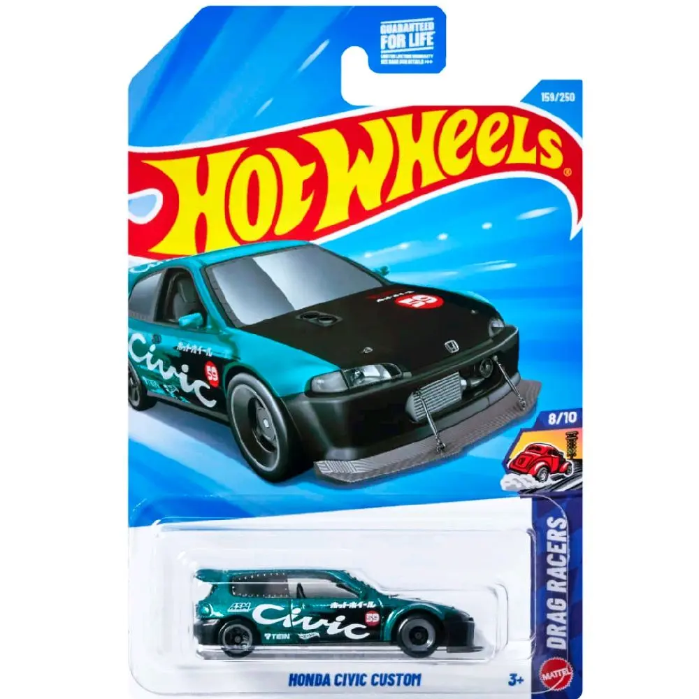 Hot Wheels Custom Honda Civic Drag Racer - Blue & Black Tuned Diecast Toy Car, Detailed and Themed Racing Model for Enthusiasts & Collectors with Custom Design