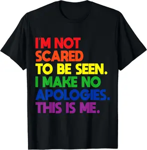 Gay Saying Rainbow Pride Flag LGBTQ Inspirational LGBT Gift T-Shirt Pure Cotton Graphic Tees Menswear Top: Gifts for Men & Women