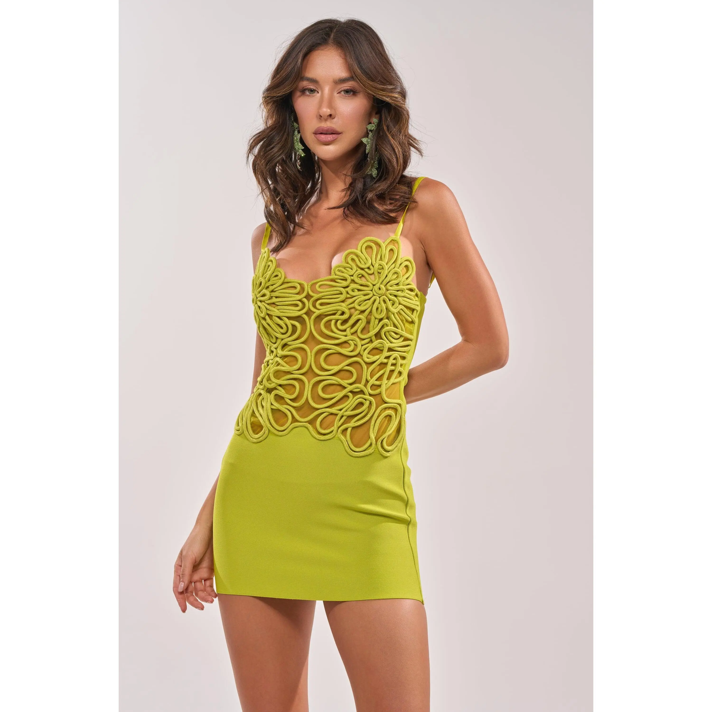 mirza mini dress in acid green marble Missguided Mint Gingham Ruffle Wrap Dress NWT- Size US 2 – The Saved  Collection main image 0