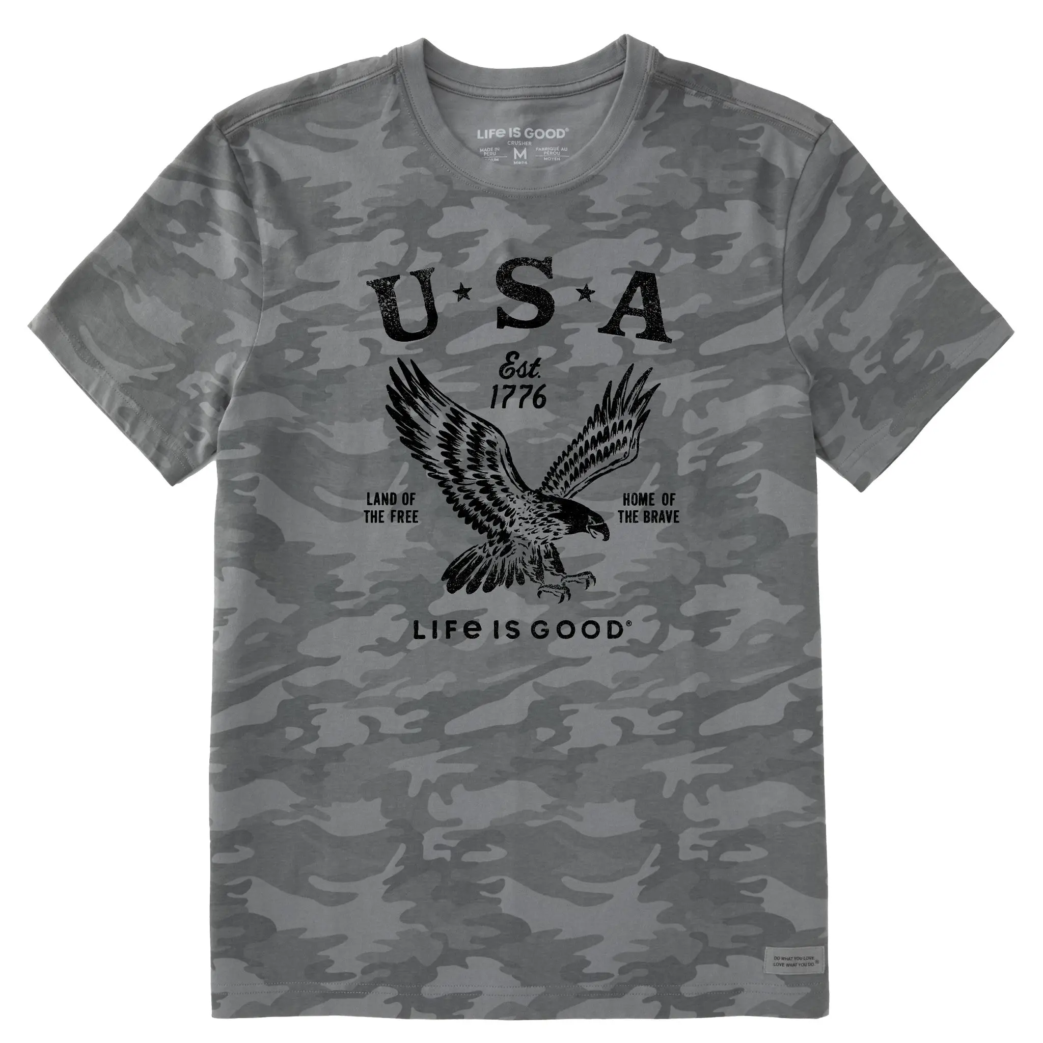 Men's USA 1776 Eagle Short Sleeve Allover Printed Crusher Tee