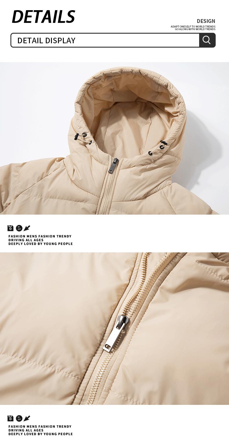 Winter Men's New Solid Color Hooded Quilted Cotton Jacket, Bread Coat Style, Urban Casual Design with Hood, Zipper Closure, Quilted Puffy Fit, Ribbed Cuff Details, Suitable for Men Who Value Atmosphere for Daily Commutes coats seamless parka big uniqlo