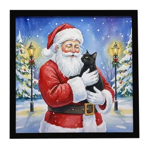 Carolines Treasures FNT1103MFP88 8 x 8 in. Bombay Cat with Santa Claus Framed Metal Print