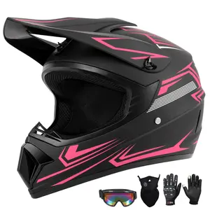 Spark Youth Kids Motocross Helmet - DOT Approved, Adult Off-Road ATV Dirt Bike BMX Full Face Helmet w/ Goggles, Gloves & Mask