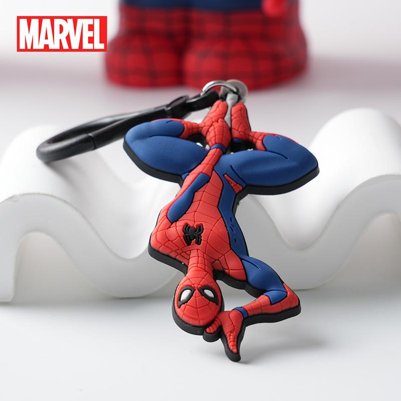 1PC Marvel Iron Man Deadpool Spider-Man Keychain Officially Licensed Novelty Collectible Super Hero Anime Peripheral Backpack Decoration Car key Pendant Desk Ornament Durable PVC Soft Rubber Gift