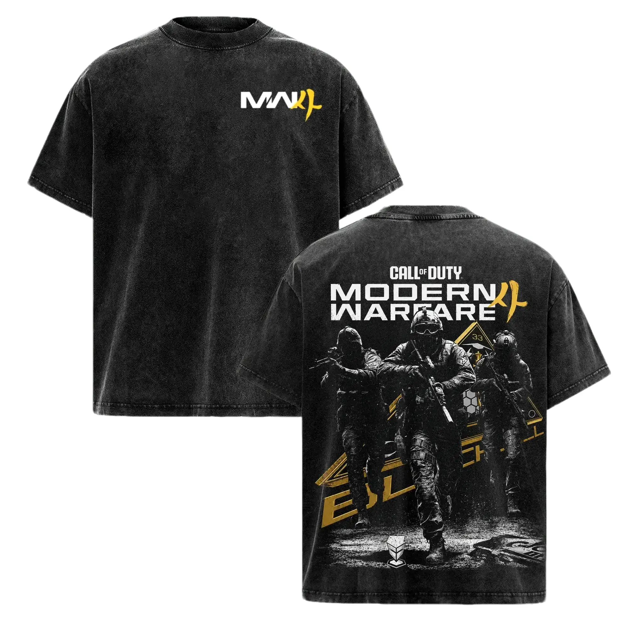 Men's Vintage Call Of Duty Modern Warfare 4 Washed Graphic Tee - Menswear Tops, Unisex Shortsleeve Relaxed Fit Tactical Military Gamer Streetwear, MW4 FPS Gaming Special Forces Combat Gift Apparel, Retro Warzone Aesthetic, Stylish
