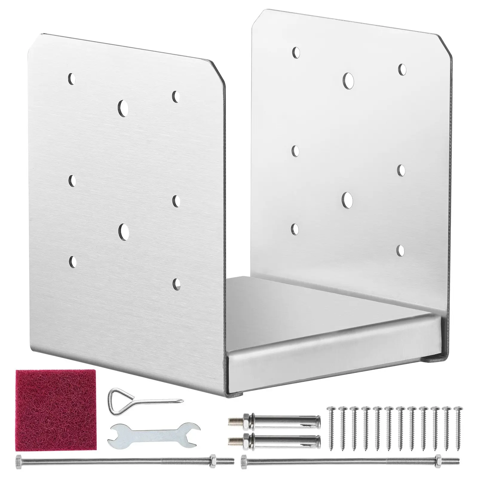 6"x6" & 8"x8" Post Base, 1/4/10 Pieces Stainless Steel Adjustable Post Anchor Bracket Set - Adjustable Deck, Pavilion, Porch, Handrail & Railing Support with Decorative Anchor Plate