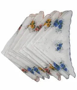 3, 6, 12 Piece Handkerchiefs for Women Vintage Floral Soft Cotton Blend Colorful Embroidered Tea Party Favors